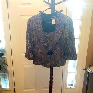 NWOT ALEX EVENINGS PURPLE & GREY BLAZER WITH ATTACHED CAMI SIZE PL